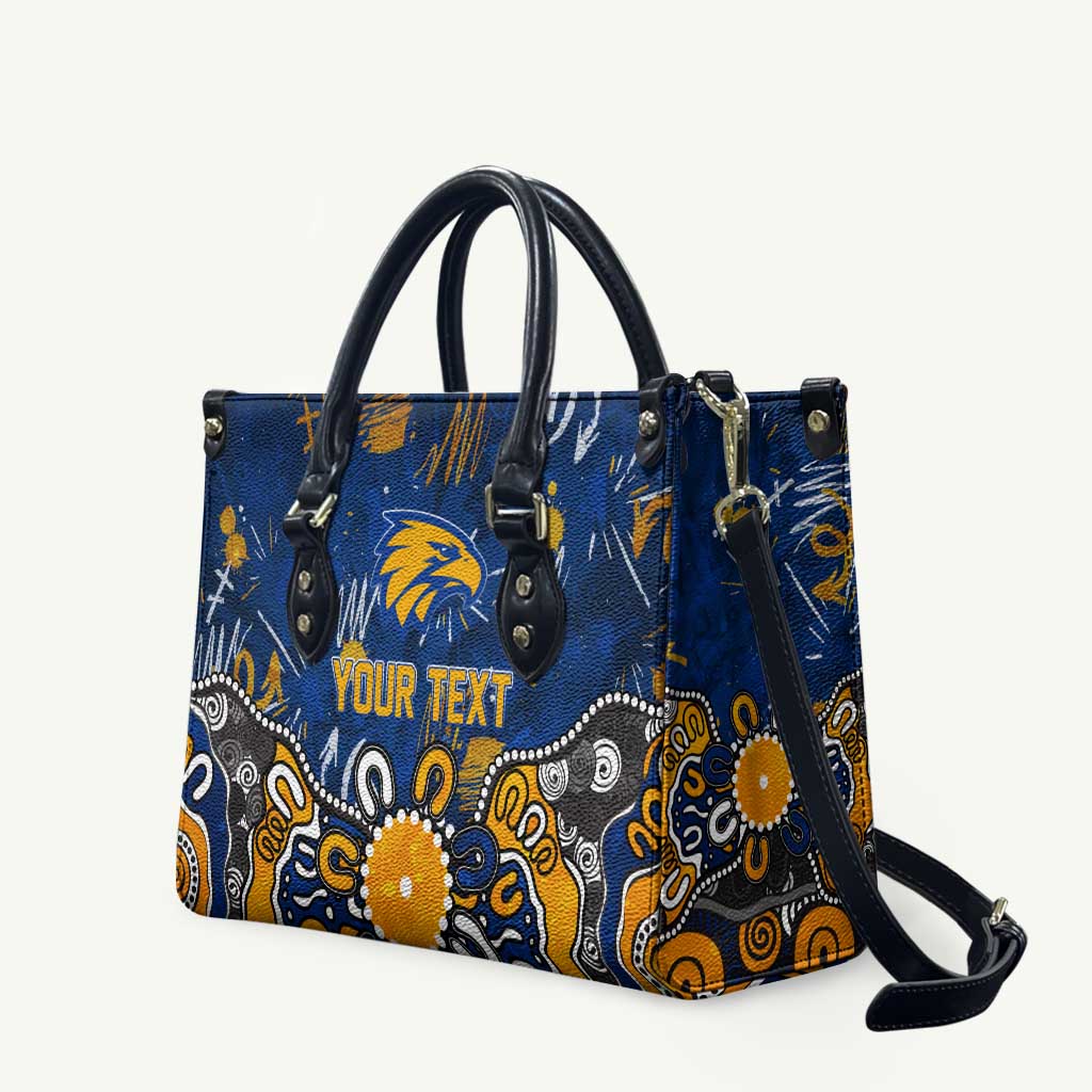 Personalized West Coast Eagles Leather Bag Aboriginal Dot Painting Graffiti Style