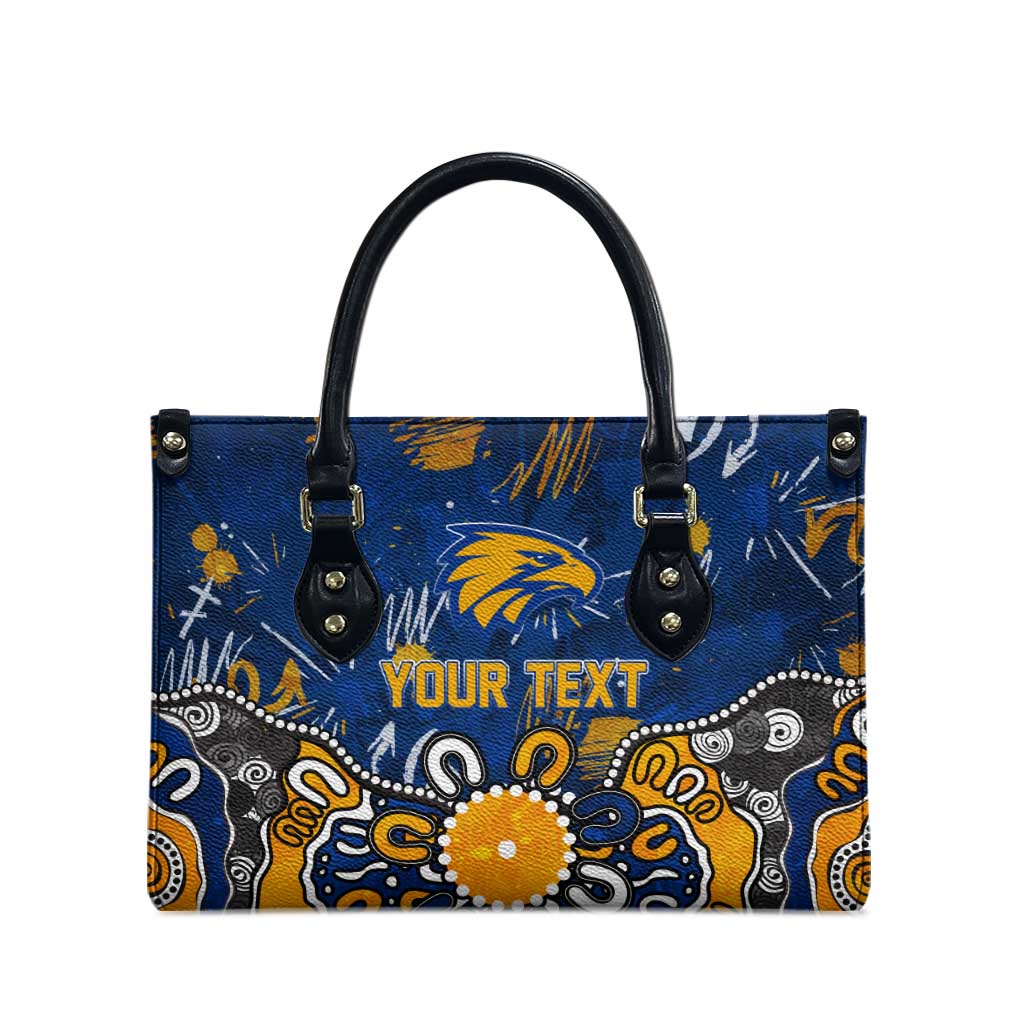Personalized West Coast Eagles Leather Bag Aboriginal Dot Painting Graffiti Style
