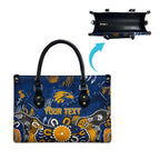 Personalized West Coast Eagles Leather Bag Aboriginal Dot Painting Graffiti Style