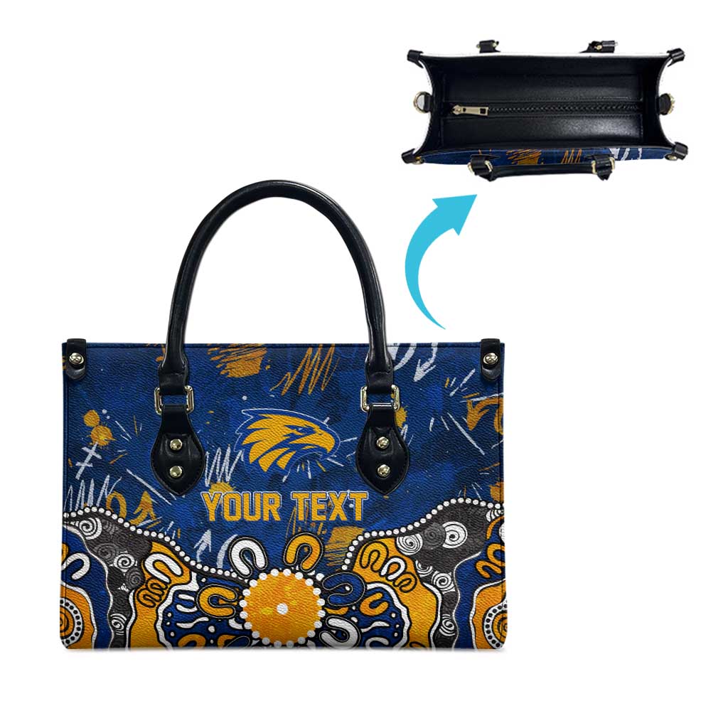 Personalized West Coast Eagles Leather Bag Aboriginal Dot Painting Graffiti Style