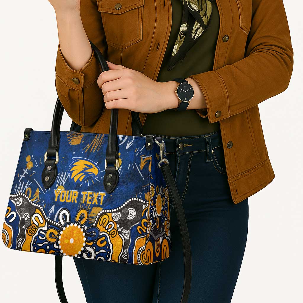 Personalized West Coast Eagles Leather Bag Aboriginal Dot Painting Graffiti Style