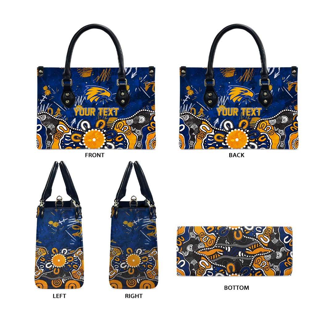 Personalized West Coast Eagles Leather Bag Aboriginal Dot Painting Graffiti Style