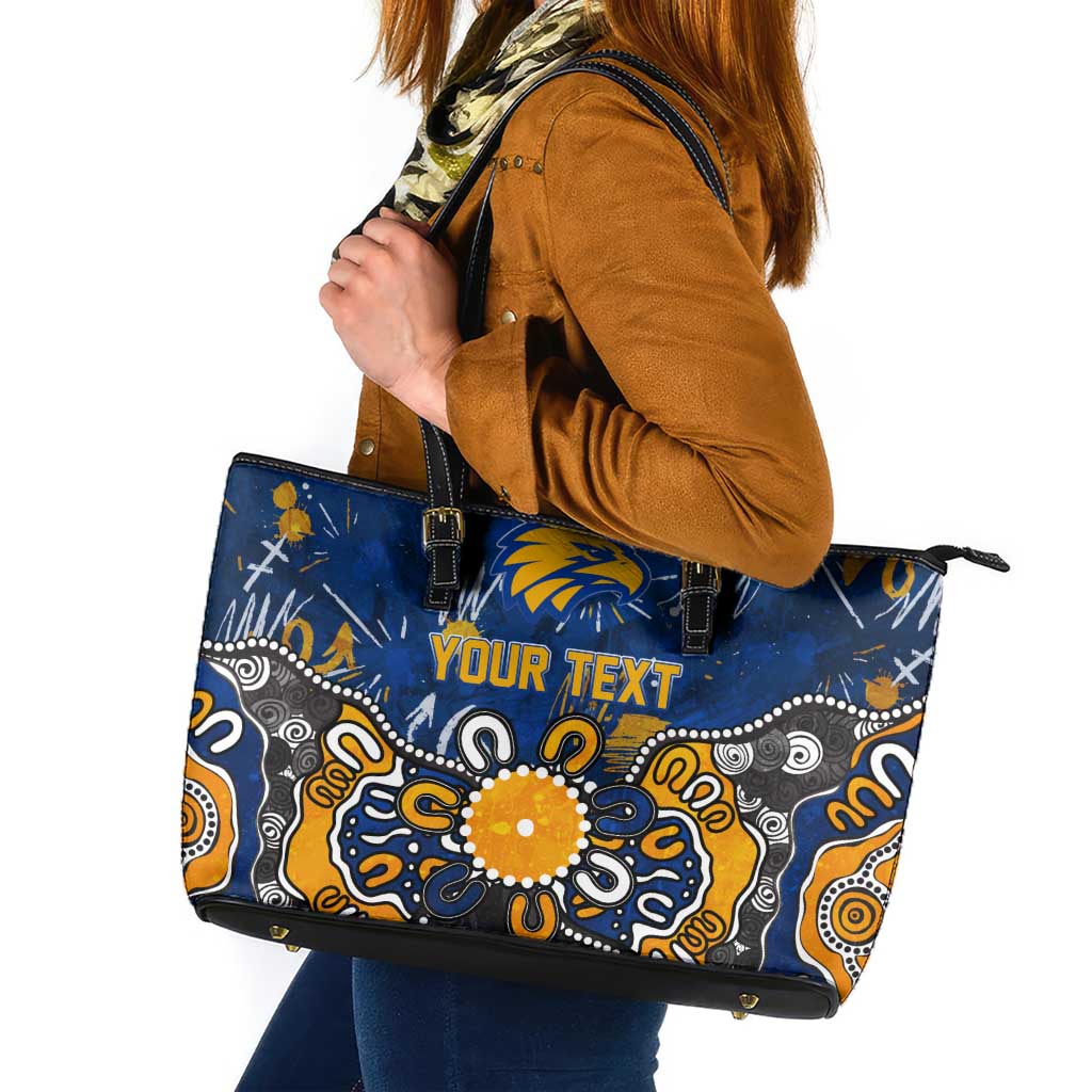 Personalized West Coast Eagles Leather Tote Bag Aboriginal Dot Painting Graffiti Style
