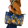 Personalized West Coast Eagles Leather Tote Bag Aboriginal Dot Painting Graffiti Style