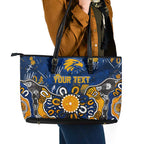 Personalized West Coast Eagles Leather Tote Bag Aboriginal Dot Painting Graffiti Style
