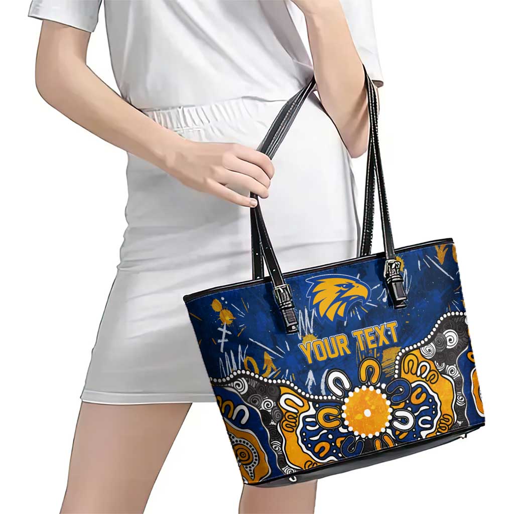 Personalized West Coast Eagles Leather Tote Bag Aboriginal Dot Painting Graffiti Style