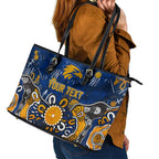 Personalized West Coast Eagles Leather Tote Bag Aboriginal Dot Painting Graffiti Style