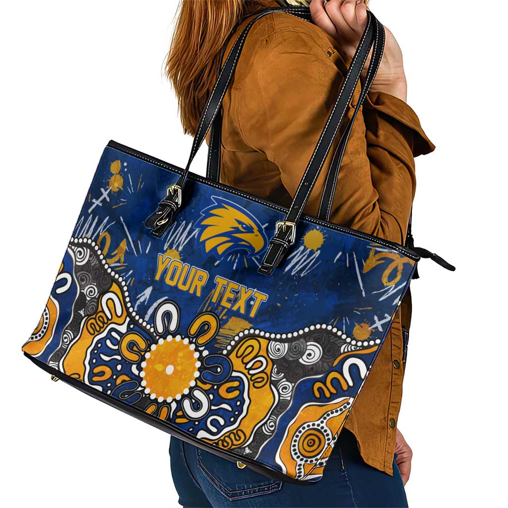Personalized West Coast Eagles Leather Tote Bag Aboriginal Dot Painting Graffiti Style