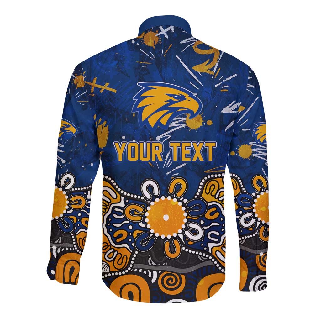 Personalized West Coast Eagles Long Sleeve Button Shirt Aboriginal Dot Painting Graffiti Style