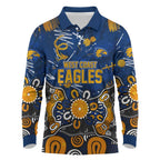 Personalized West Coast Eagles Long Sleeve Polo Shirt Aboriginal Dot Painting Graffiti Style