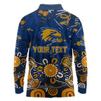 Personalized West Coast Eagles Long Sleeve Polo Shirt Aboriginal Dot Painting Graffiti Style