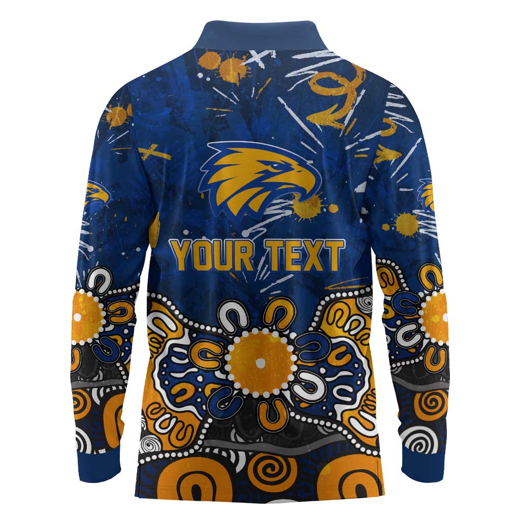 Personalized West Coast Eagles Long Sleeve Polo Shirt Aboriginal Dot Painting Graffiti Style