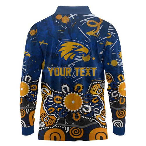 Personalized West Coast Eagles Long Sleeve Polo Shirt Aboriginal Dot Painting Graffiti Style