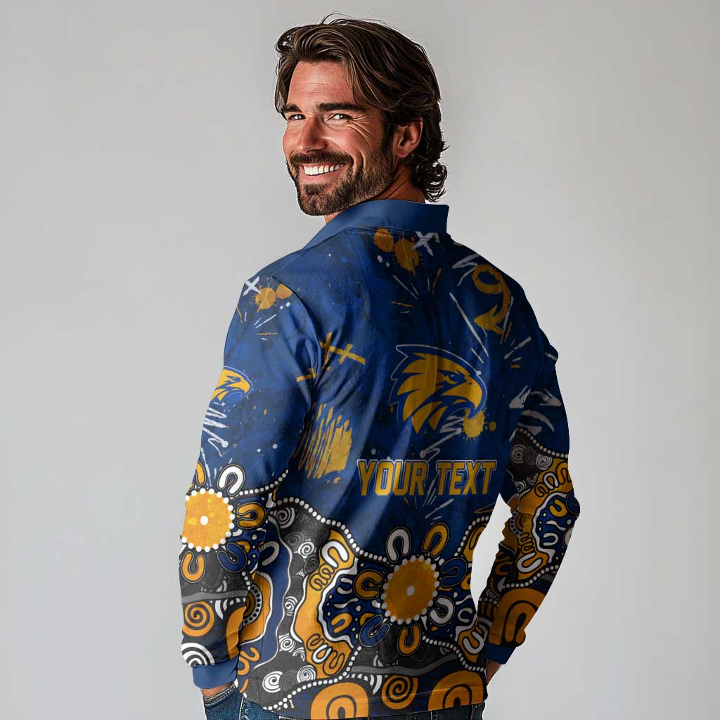 Personalized West Coast Eagles Long Sleeve Polo Shirt Aboriginal Dot Painting Graffiti Style