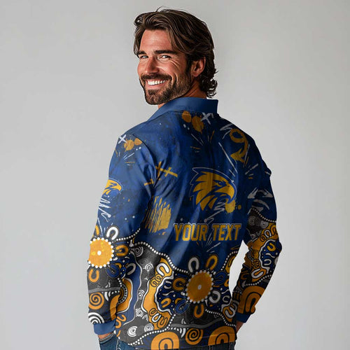 Personalized West Coast Eagles Long Sleeve Polo Shirt Aboriginal Dot Painting Graffiti Style