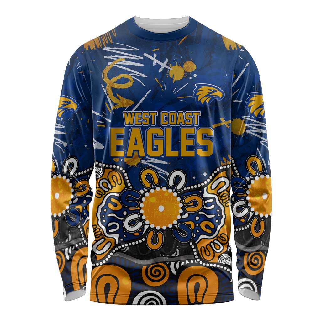 Personalized West Coast Eagles Long Sleeve Shirt Aboriginal Dot Painting Graffiti Style