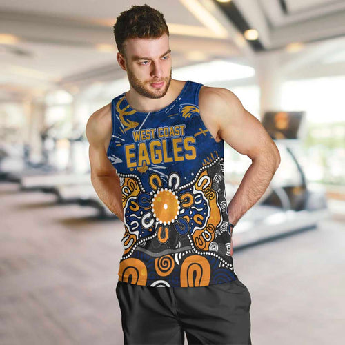 Personalized West Coast Eagles Men Tank Top Aboriginal Dot Painting Graffiti Style