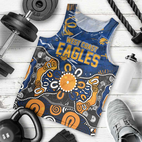 Personalized West Coast Eagles Men Tank Top Aboriginal Dot Painting Graffiti Style