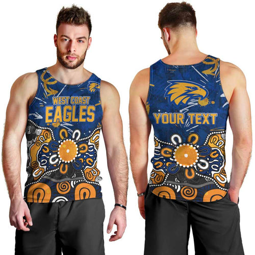 Personalized West Coast Eagles Men Tank Top Aboriginal Dot Painting Graffiti Style