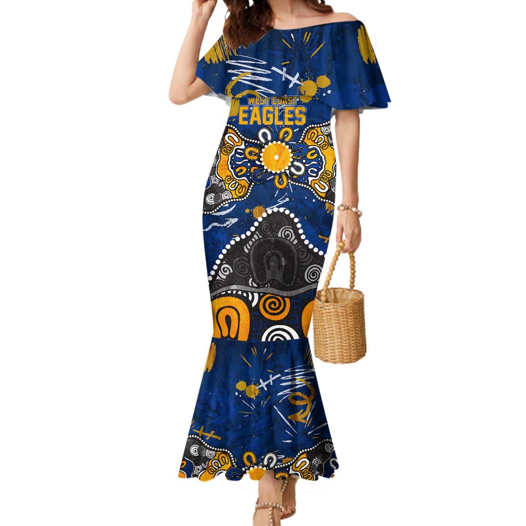 Personalized West Coast Eagles Mermaid Dress Aboriginal Dot Painting Graffiti Style