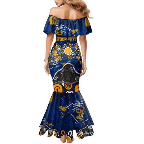 Personalized West Coast Eagles Mermaid Dress Aboriginal Dot Painting Graffiti Style