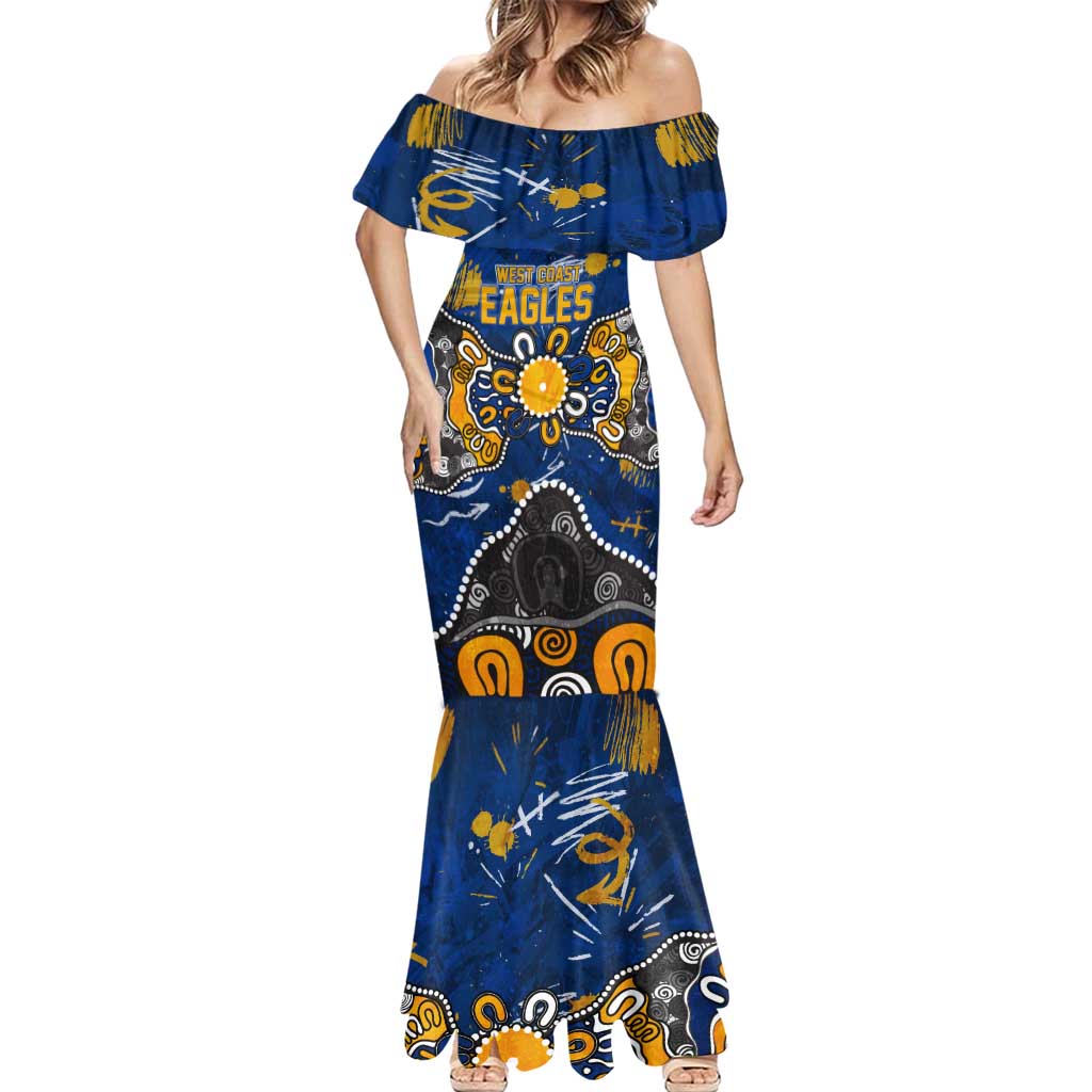 Personalized West Coast Eagles Mermaid Dress Aboriginal Dot Painting Graffiti Style