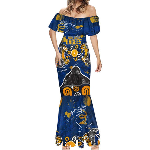 Personalized West Coast Eagles Mermaid Dress Aboriginal Dot Painting Graffiti Style
