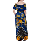 Personalized West Coast Eagles Off Shoulder Maxi Dress Aboriginal Dot Painting Graffiti Style