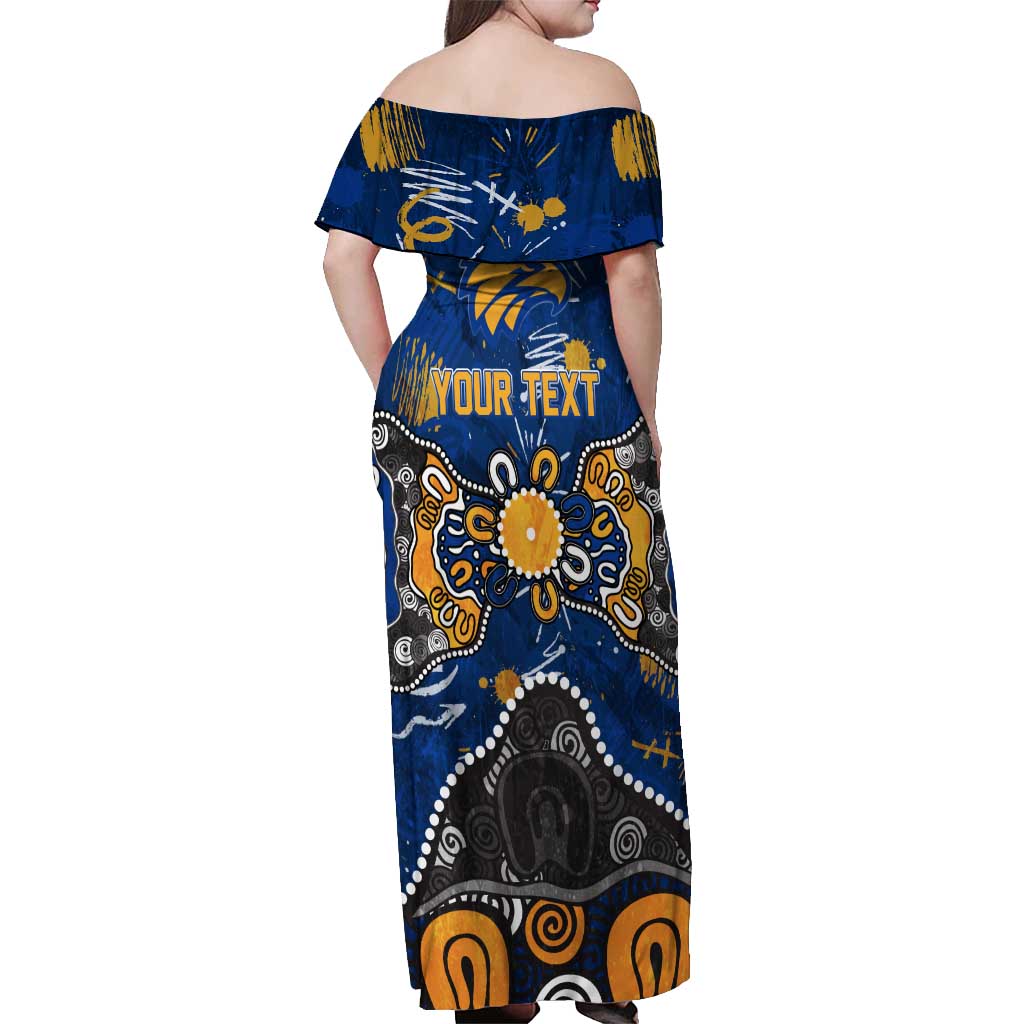 Personalized West Coast Eagles Off Shoulder Maxi Dress Aboriginal Dot Painting Graffiti Style