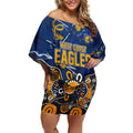 Personalized West Coast Eagles Off Shoulder Short Dress Aboriginal Dot Painting Graffiti Style