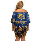 Personalized West Coast Eagles Off Shoulder Short Dress Aboriginal Dot Painting Graffiti Style