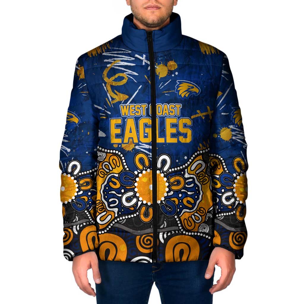 Personalized West Coast Eagles Padded Jacket Aboriginal Dot Painting Graffiti Style