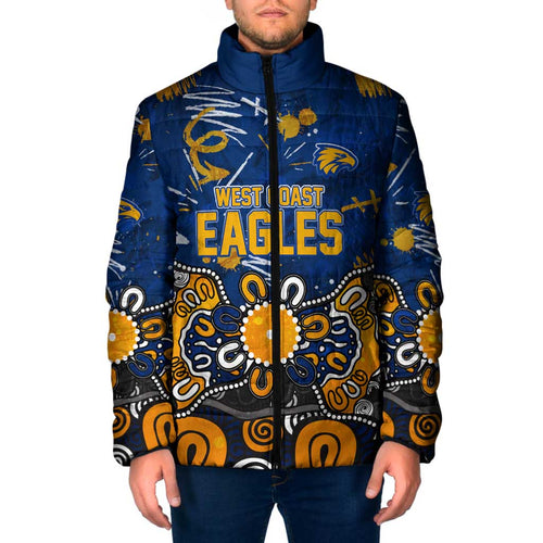 Personalized West Coast Eagles Padded Jacket Aboriginal Dot Painting Graffiti Style