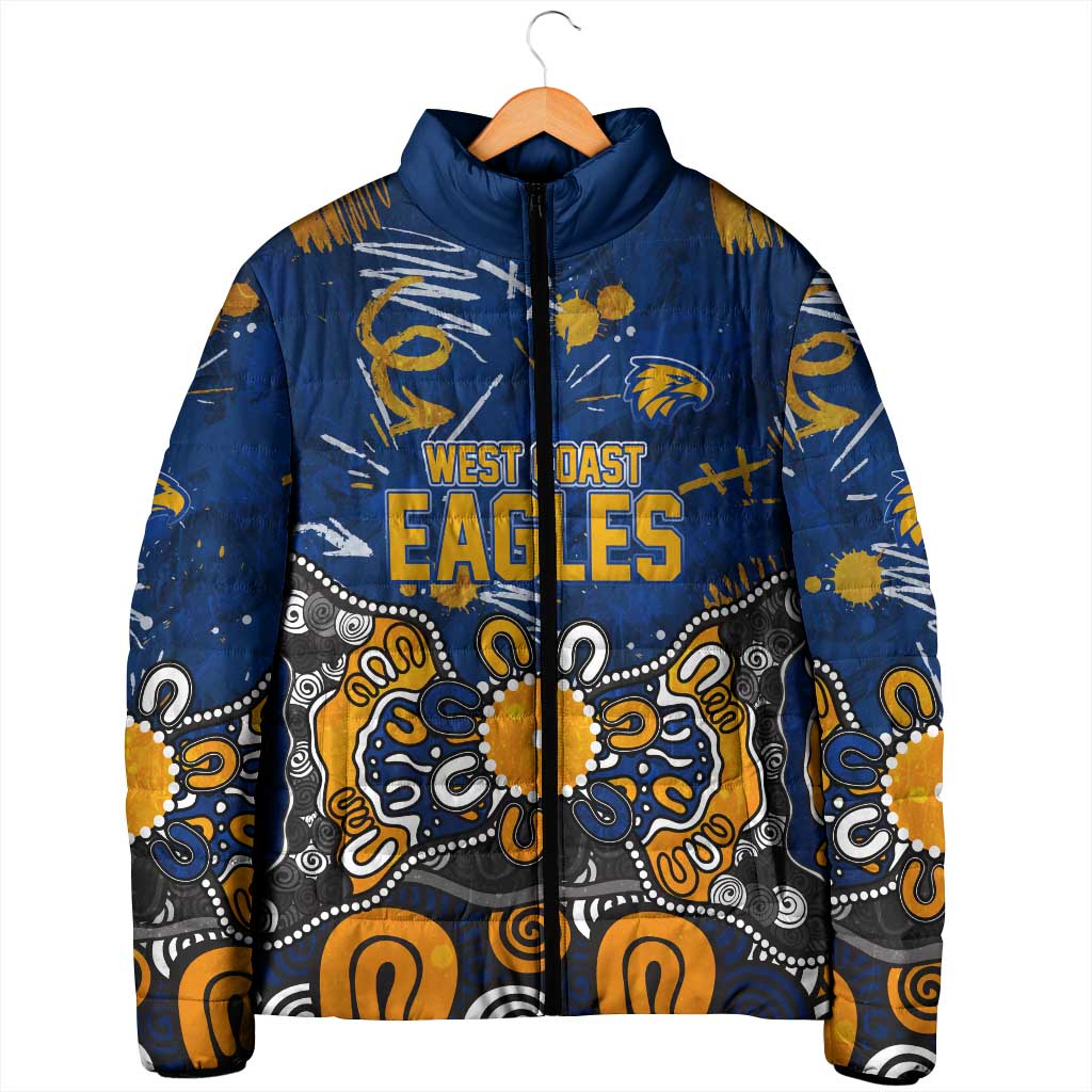 Personalized West Coast Eagles Padded Jacket Aboriginal Dot Painting Graffiti Style