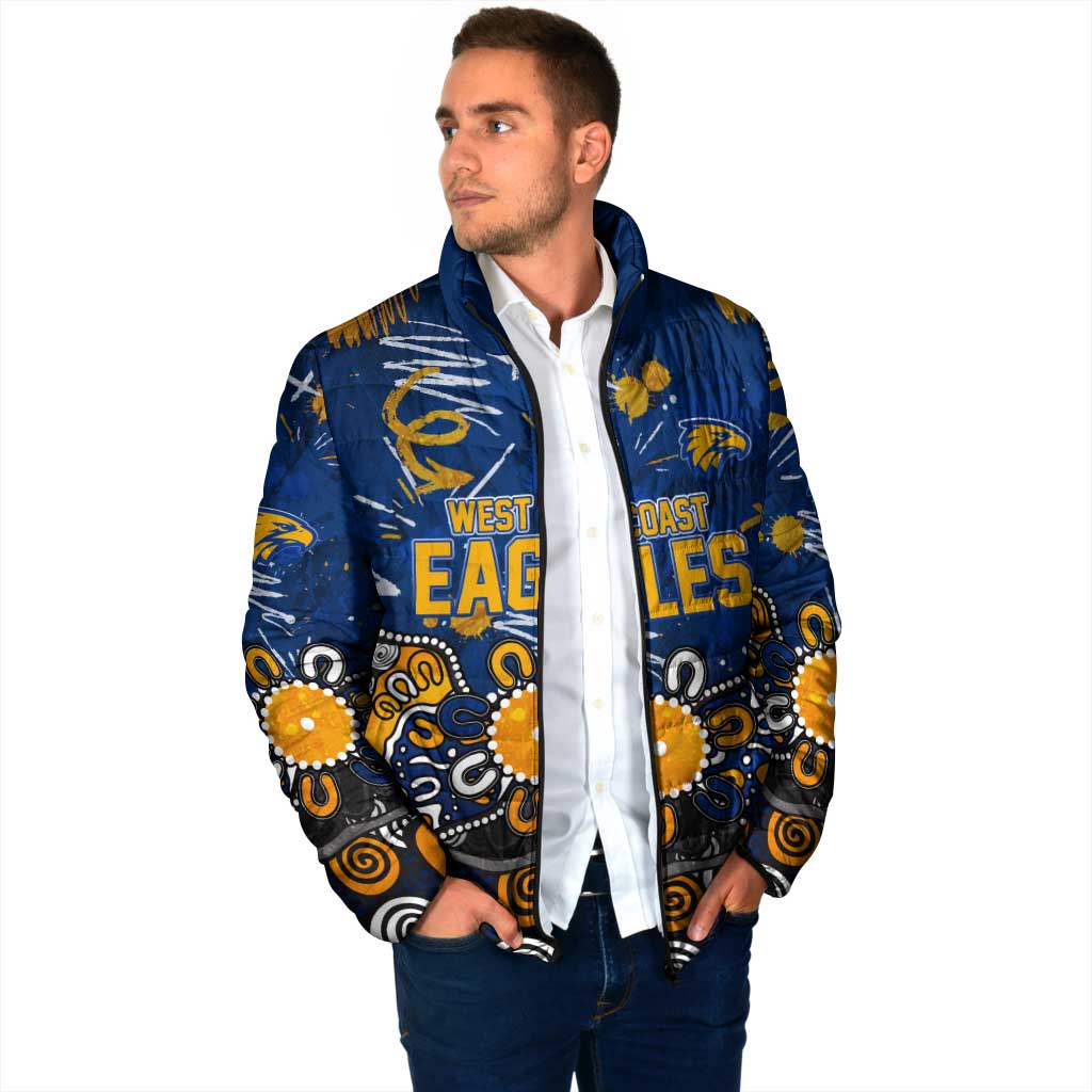 Personalized West Coast Eagles Padded Jacket Aboriginal Dot Painting Graffiti Style