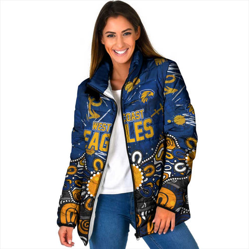 Personalized West Coast Eagles Padded Jacket Aboriginal Dot Painting Graffiti Style