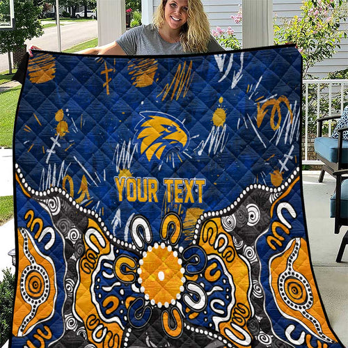 Personalized West Coast Eagles Quilt Aboriginal Dot Painting Graffiti Style