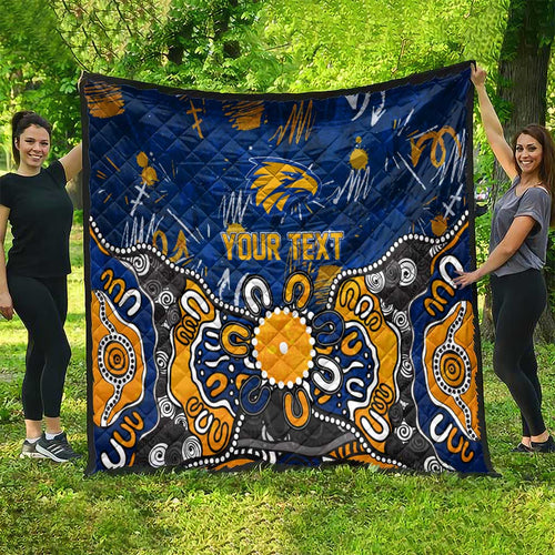 Personalized West Coast Eagles Quilt Aboriginal Dot Painting Graffiti Style
