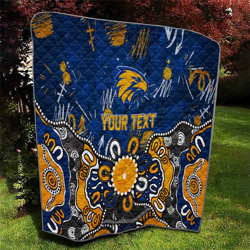 Personalized West Coast Eagles Quilt Aboriginal Dot Painting Graffiti Style