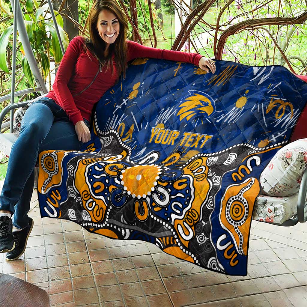 Personalized West Coast Eagles Quilt Aboriginal Dot Painting Graffiti Style