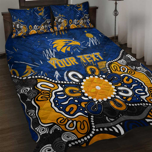 Personalized West Coast Eagles Quilt Bed Set Aboriginal Dot Painting Graffiti Style