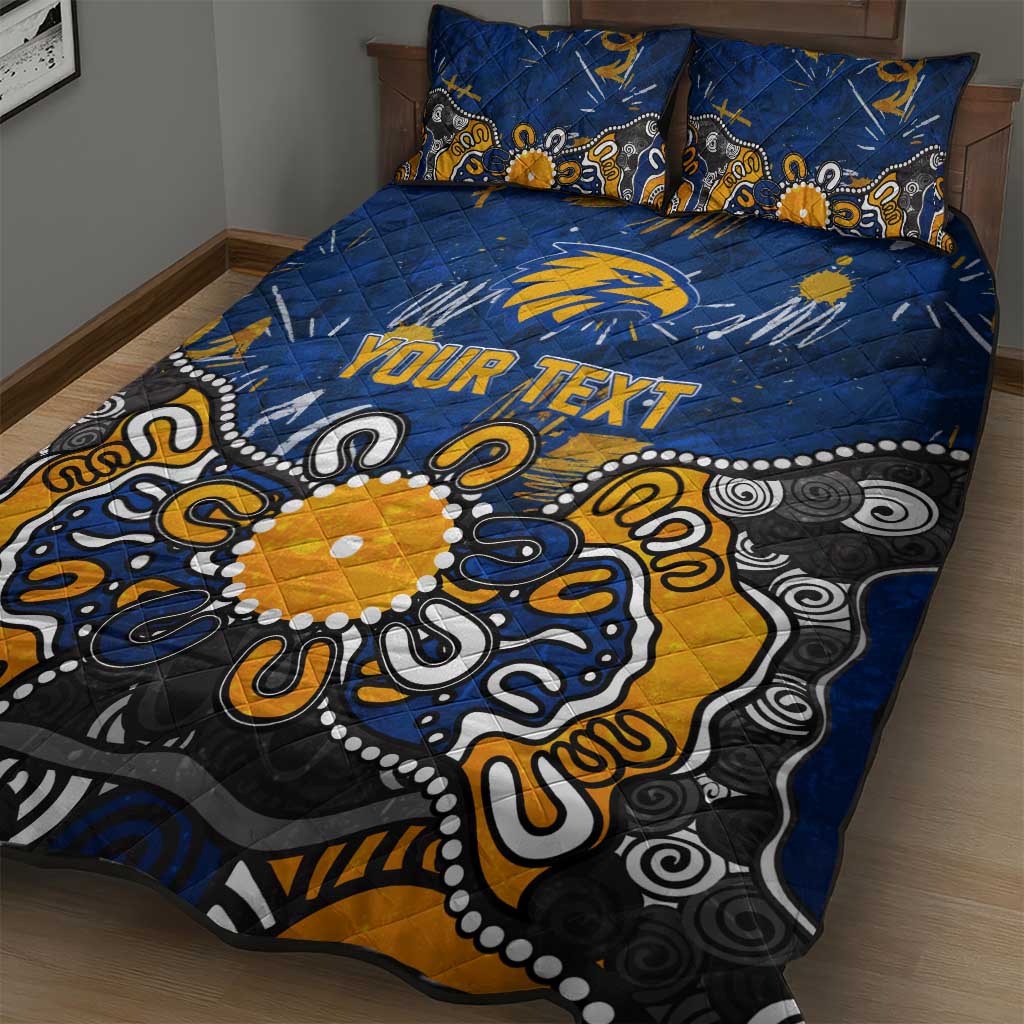 Personalized West Coast Eagles Quilt Bed Set Aboriginal Dot Painting Graffiti Style