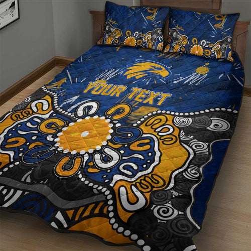 Personalized West Coast Eagles Quilt Bed Set Aboriginal Dot Painting Graffiti Style