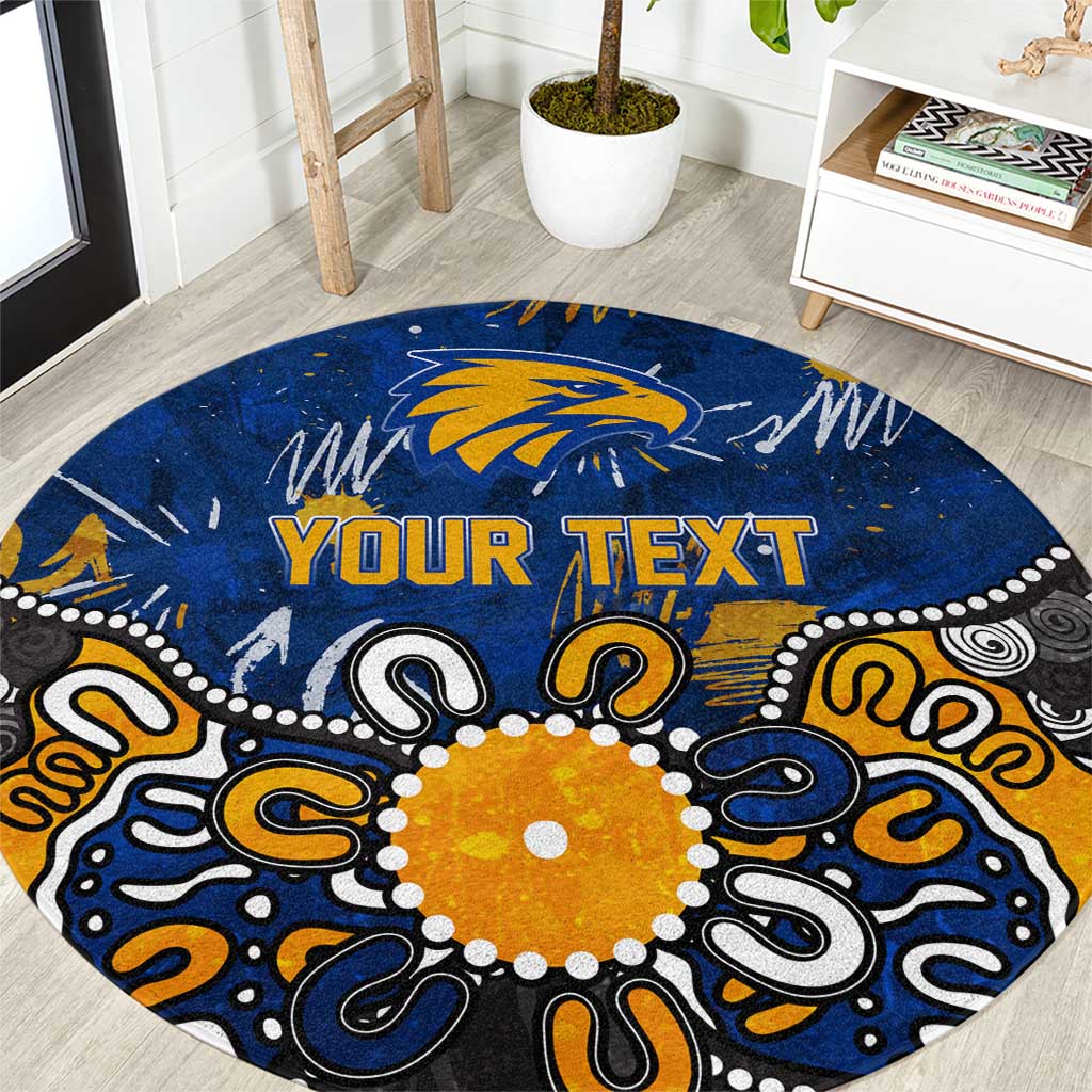 Personalized West Coast Eagles Round Carpet Aboriginal Dot Painting Graffiti Style