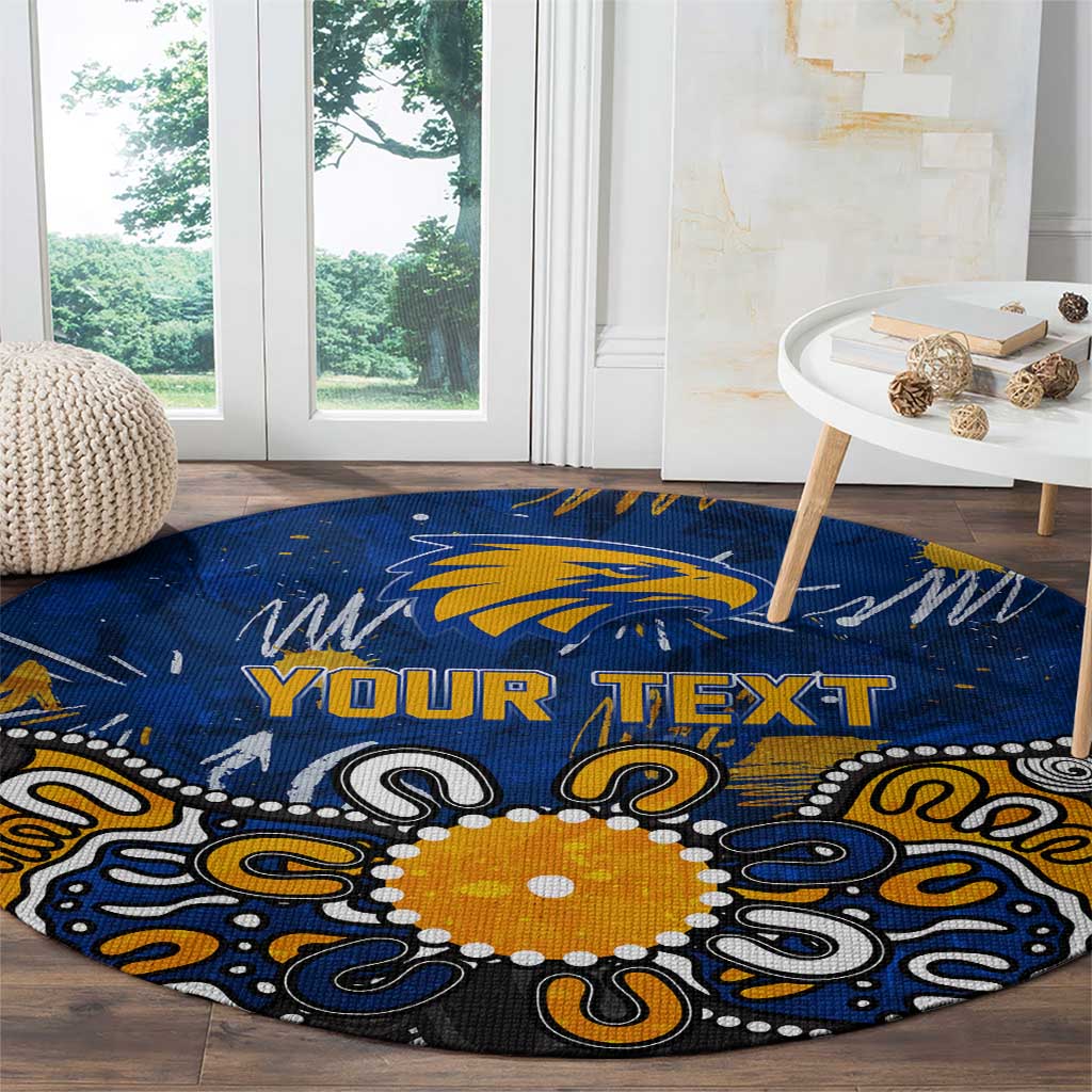 Personalized West Coast Eagles Round Carpet Aboriginal Dot Painting Graffiti Style
