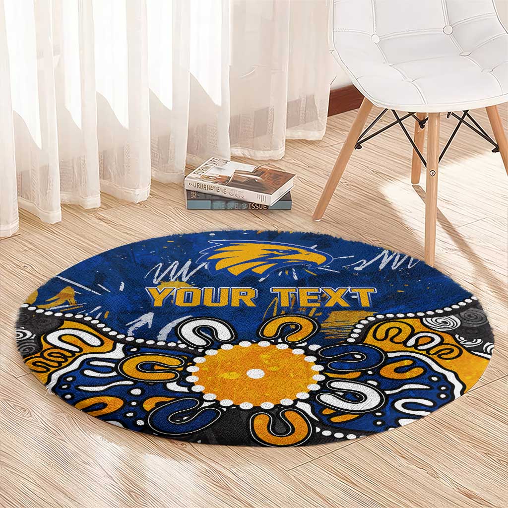 Personalized West Coast Eagles Round Carpet Aboriginal Dot Painting Graffiti Style
