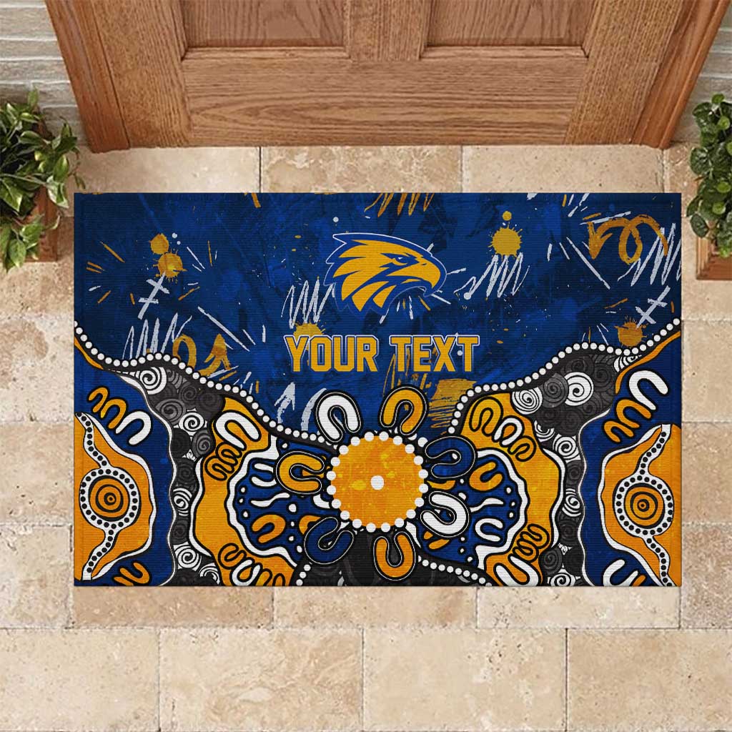 Personalized West Coast Eagles Rubber Doormat Aboriginal Dot Painting Graffiti Style