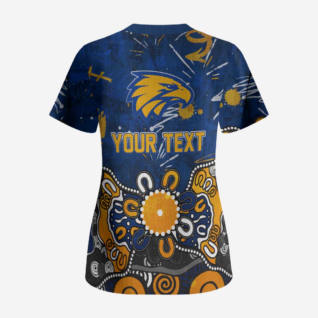 Personalized West Coast Eagles Scrub Top Aboriginal Dot Painting Graffiti Style