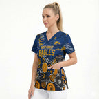 Personalized West Coast Eagles Scrub Top Aboriginal Dot Painting Graffiti Style