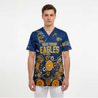 Personalized West Coast Eagles Scrub Top Aboriginal Dot Painting Graffiti Style